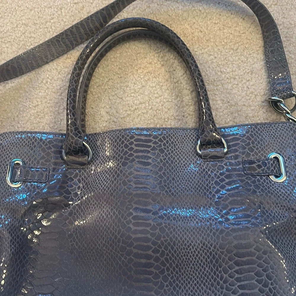 MICHAEL KORS |‎ Python embossed hamilton handbag in pewter - EUC